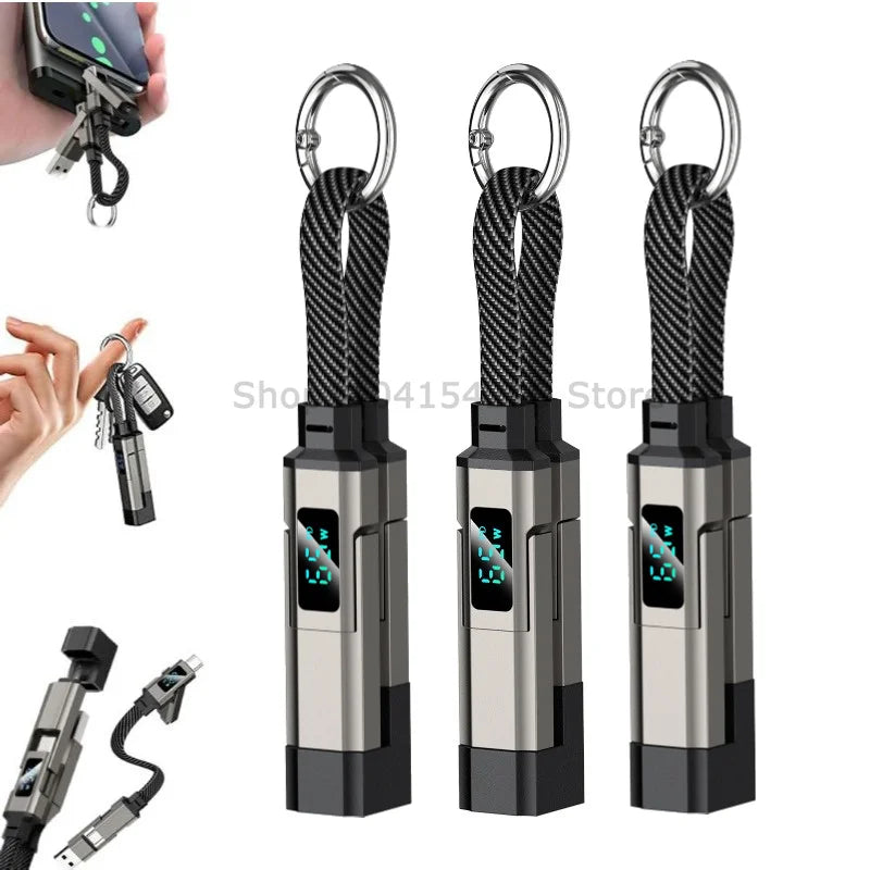 4-in-1 Fast Charging Keychain Cable with Digital Display - 23