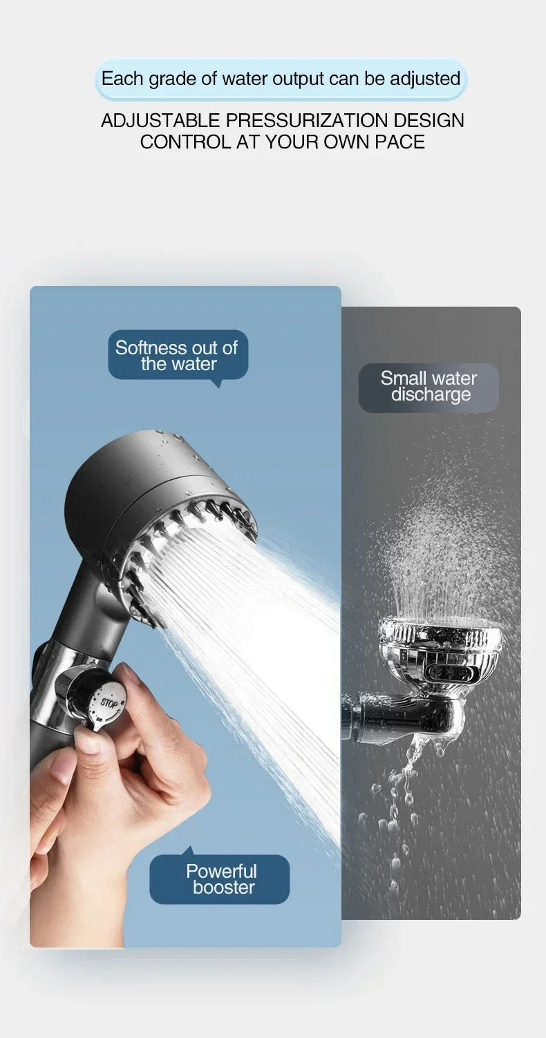 High-Pressure Adjustable Massage Shower Head with Filter - 9