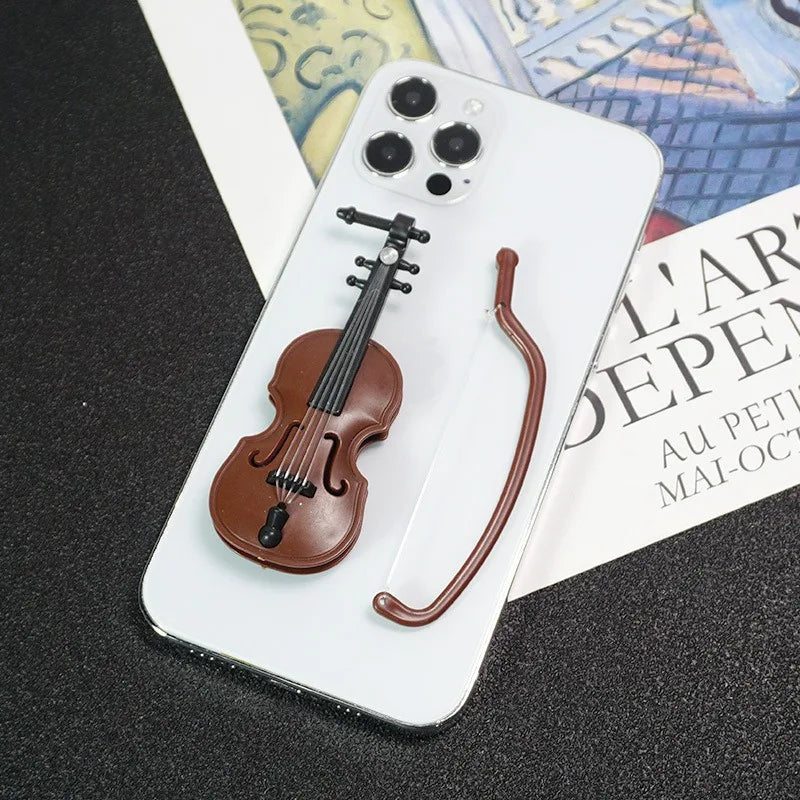 Miniature Violin Prop for Dollhouse and Home Decor