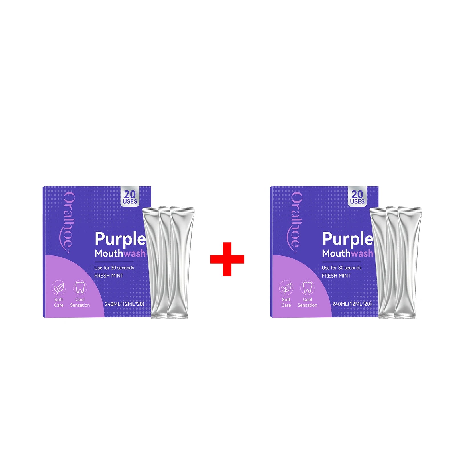 Portable Single-Use Purple Mouthwash Sachets for Fresh Breath - 14