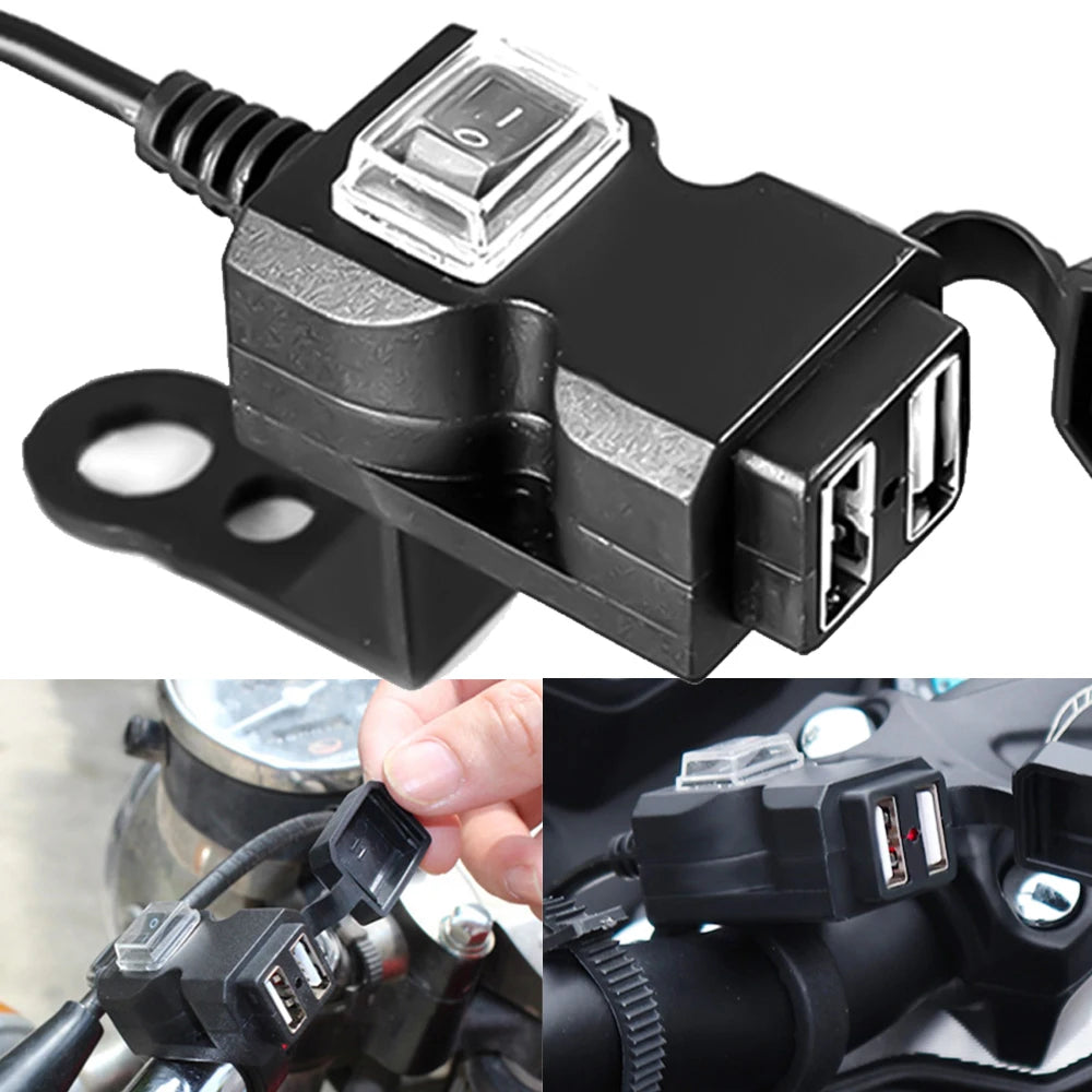 Dual USB Motorcycle Handlebar Phone Charger - 7