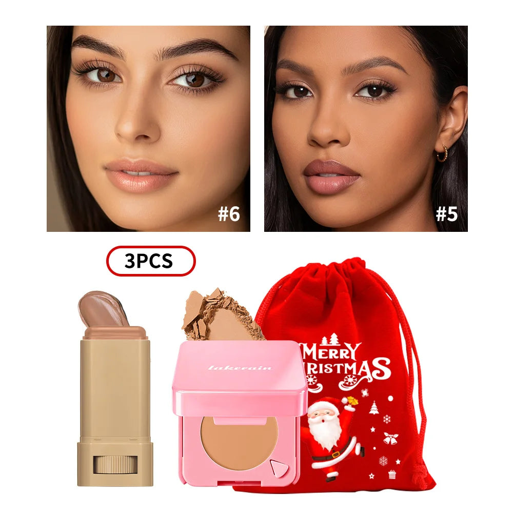 Matte Foundation Stick and Pressed Setting Powder Makeup Set