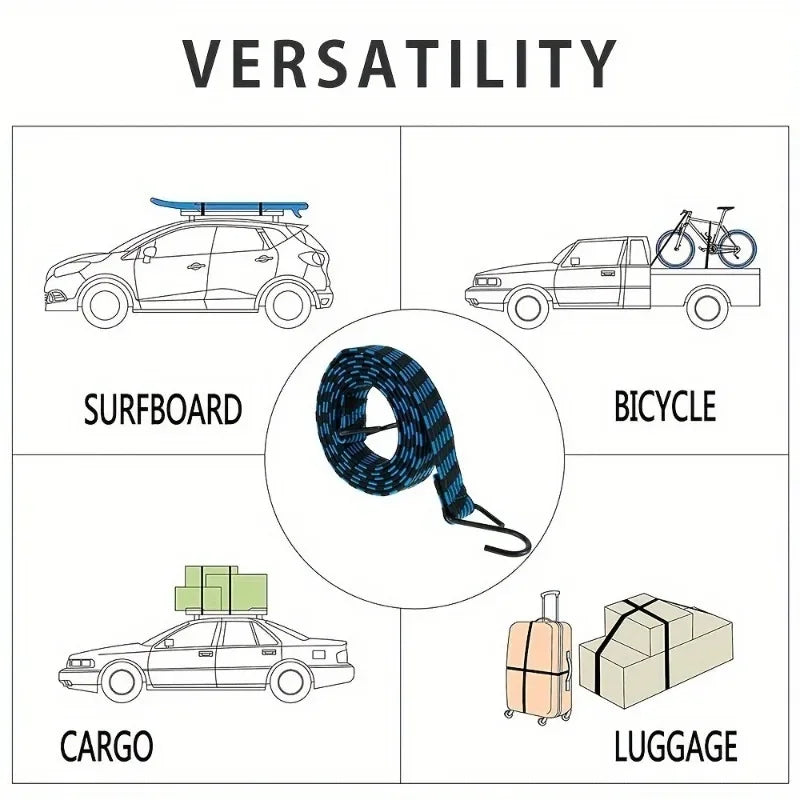 Heavy-Duty Elastic Bungee Cord with Metal Hooks for Cargo