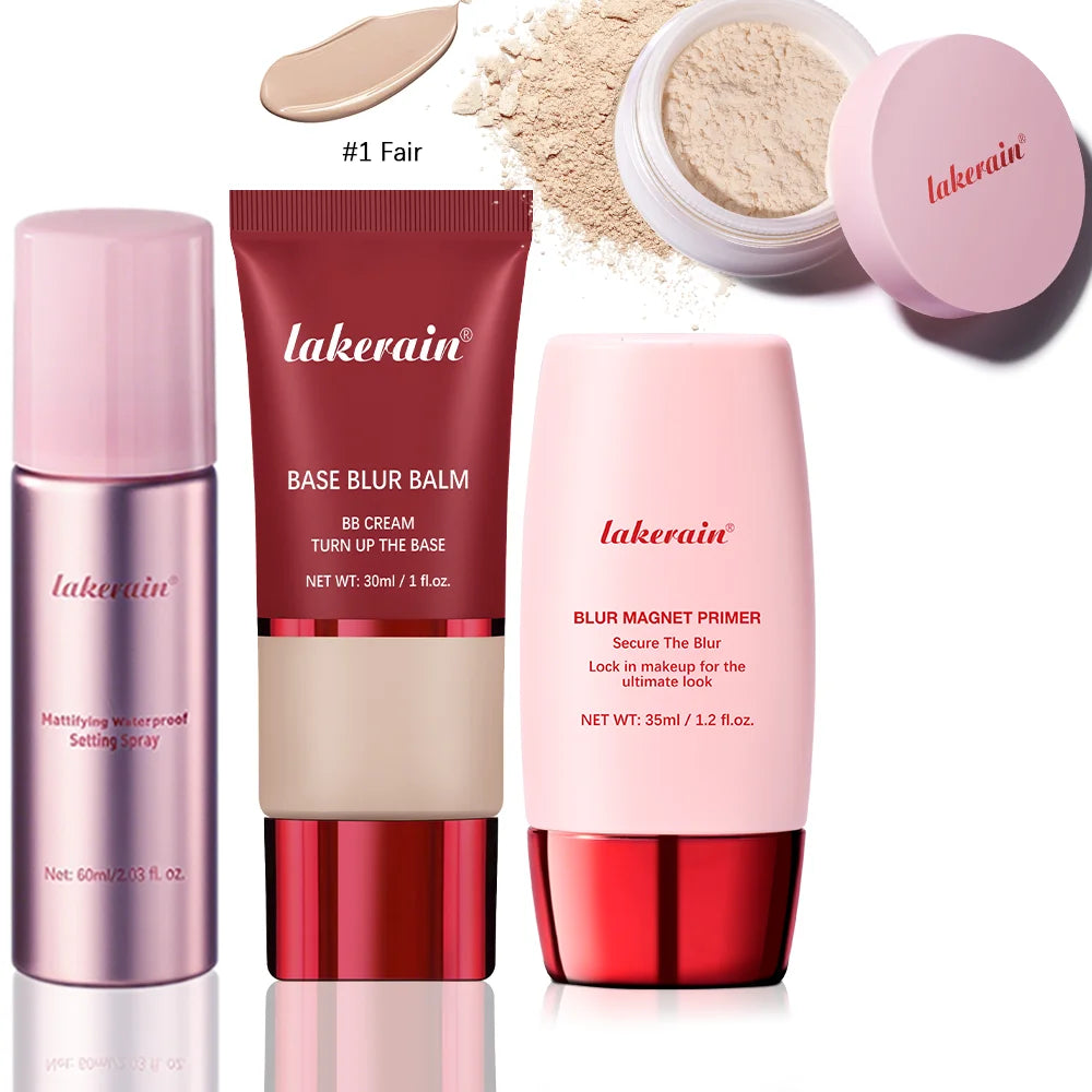 4-Piece Long-Lasting Waterproof Makeup Base and Setting Set - 32