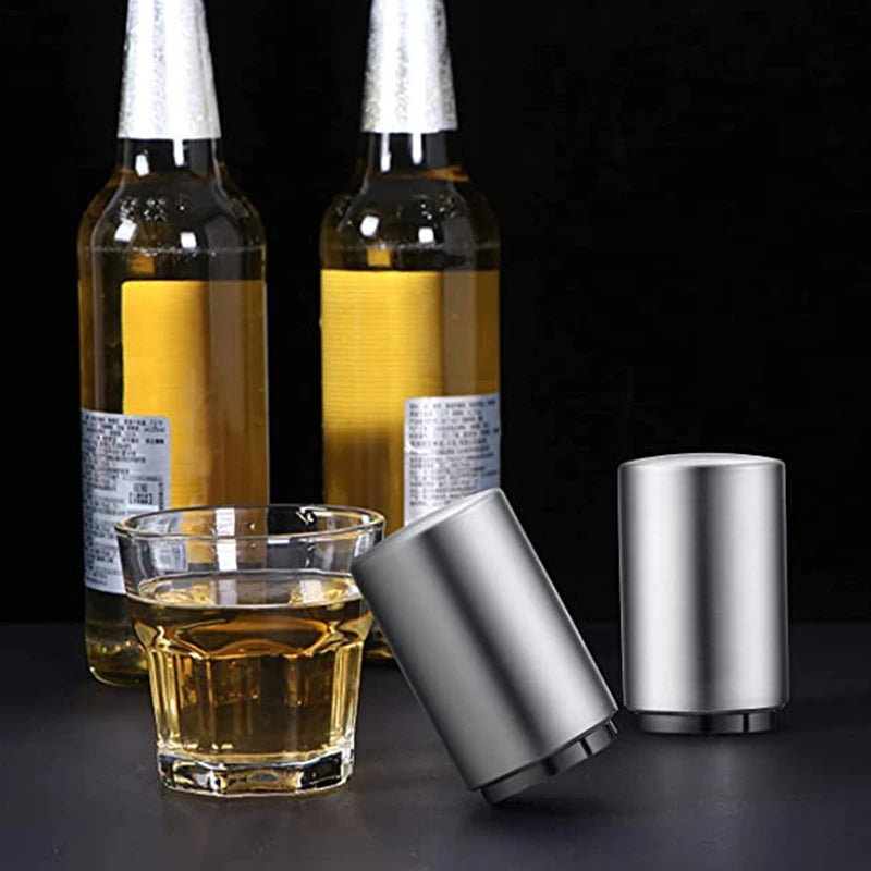 Automatic Stainless Steel Push-Down Beer Bottle Opener - 4