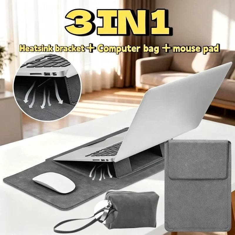 3-in-1 Portable Laptop Sleeve with Built-in Stand and Mouse Pad