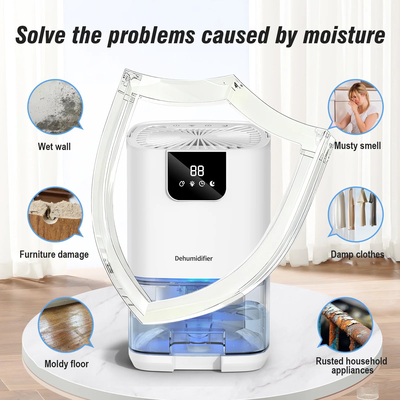 1000ML Portable Smart Dehumidifier for Home and Bedroom - 4