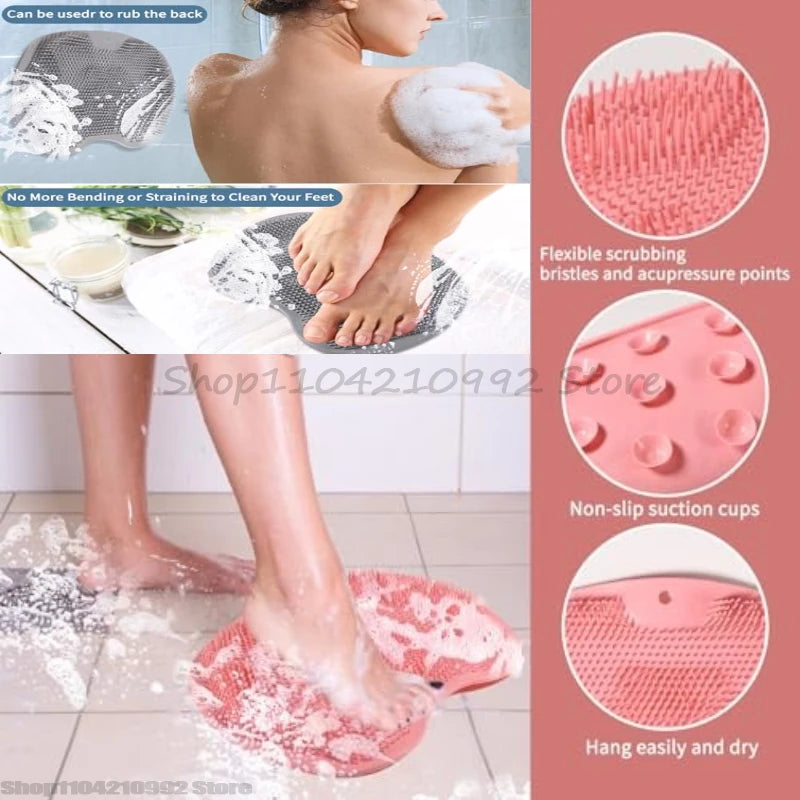 Non-Slip Silicone Shower Foot and Back Scrubber Mat