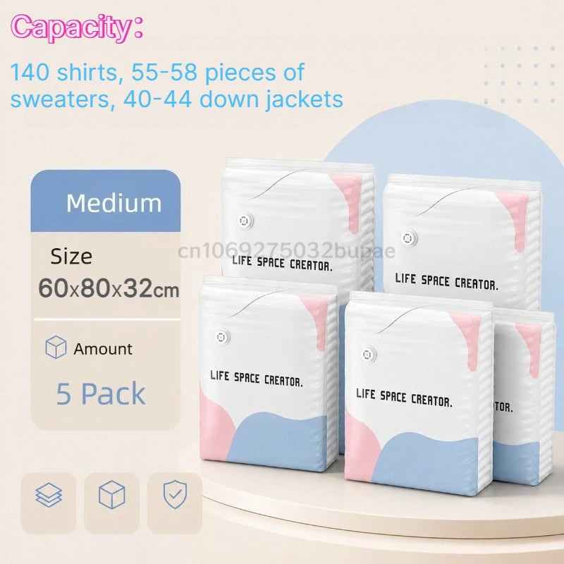 Pump-Free Vacuum Compression Storage Bags for Bedding and Clothes