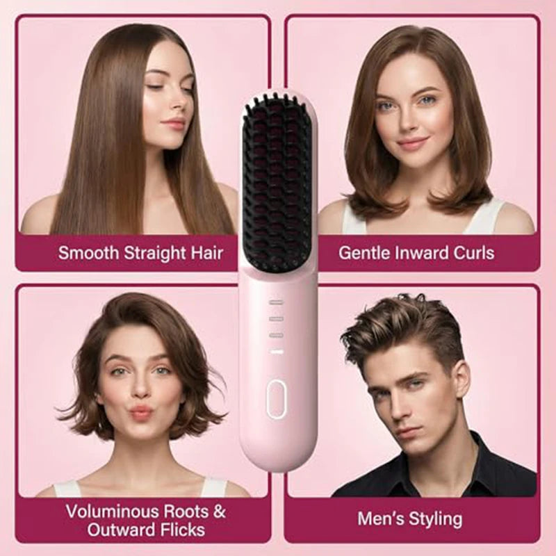 Fast-Heating Cordless Ionic Hair Straightener Brush