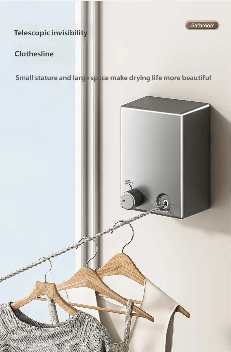 Wall Mounted Retractable Indoor Clothesline for Laundry Drying