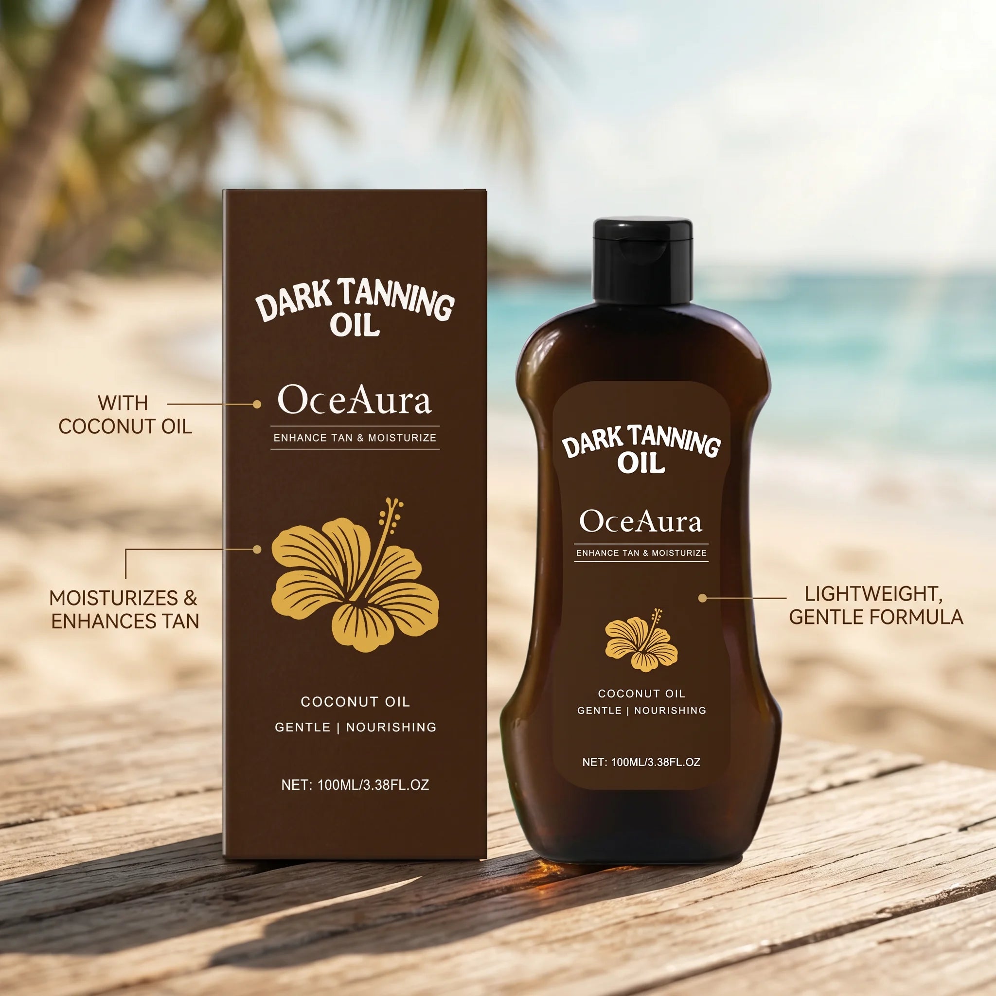 Coconut Oil Dark Tanning Body Oil for Deep Bronze Glow - 3