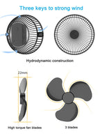 Portable Rechargeable Clip-On Desk Fan with 10000mAh Battery
