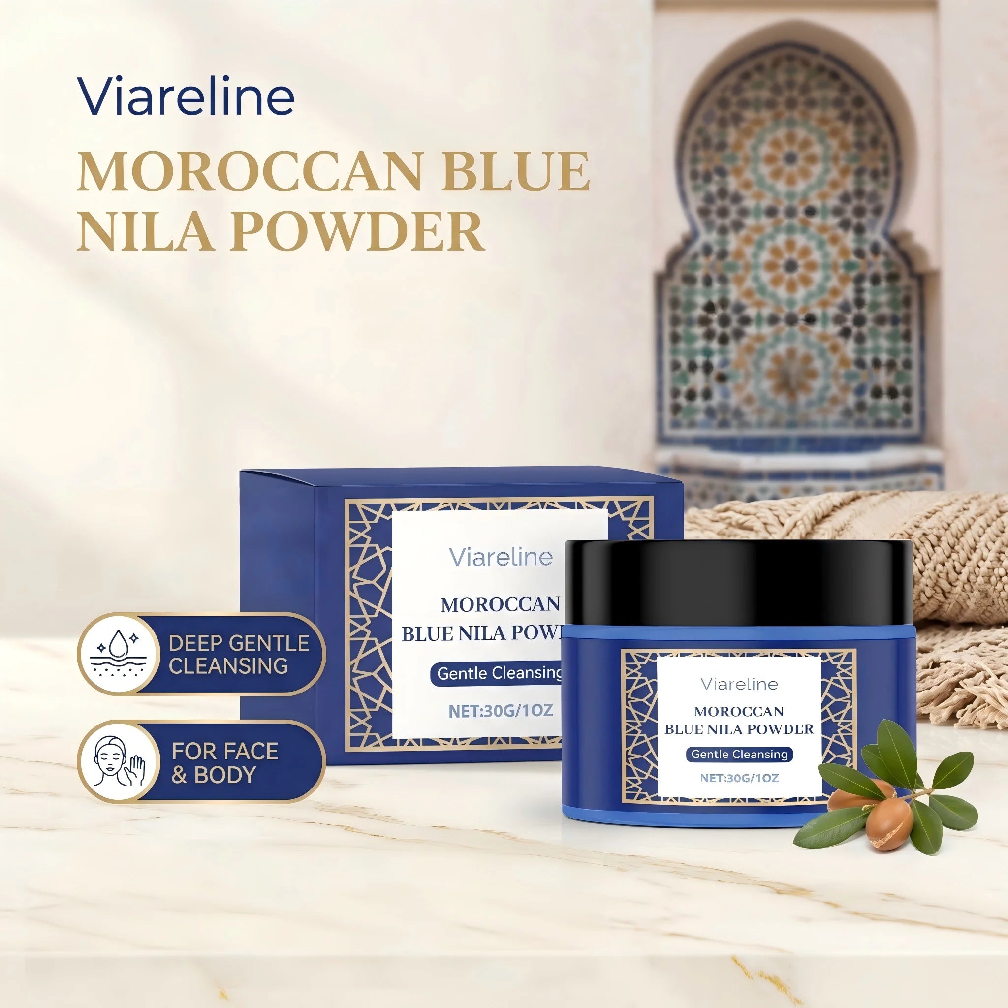 Moroccan Blue Nila Face Mask Powder for Brightening and Exfoliation - 4