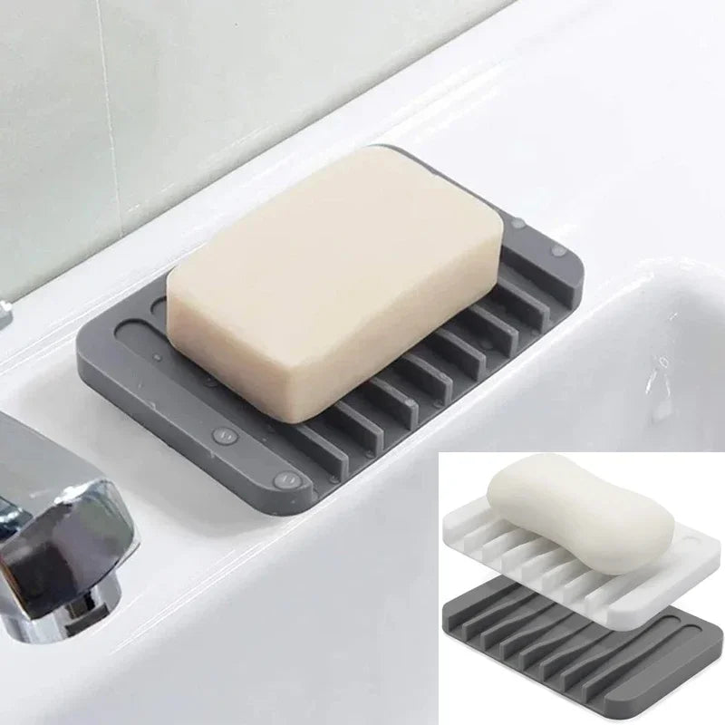 Self-Draining Silicone Soap Dish and Sponge Holder