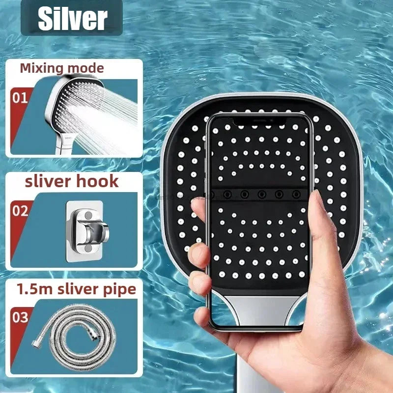 3-Mode Adjustable High-Pressure Handheld Shower Head - 13