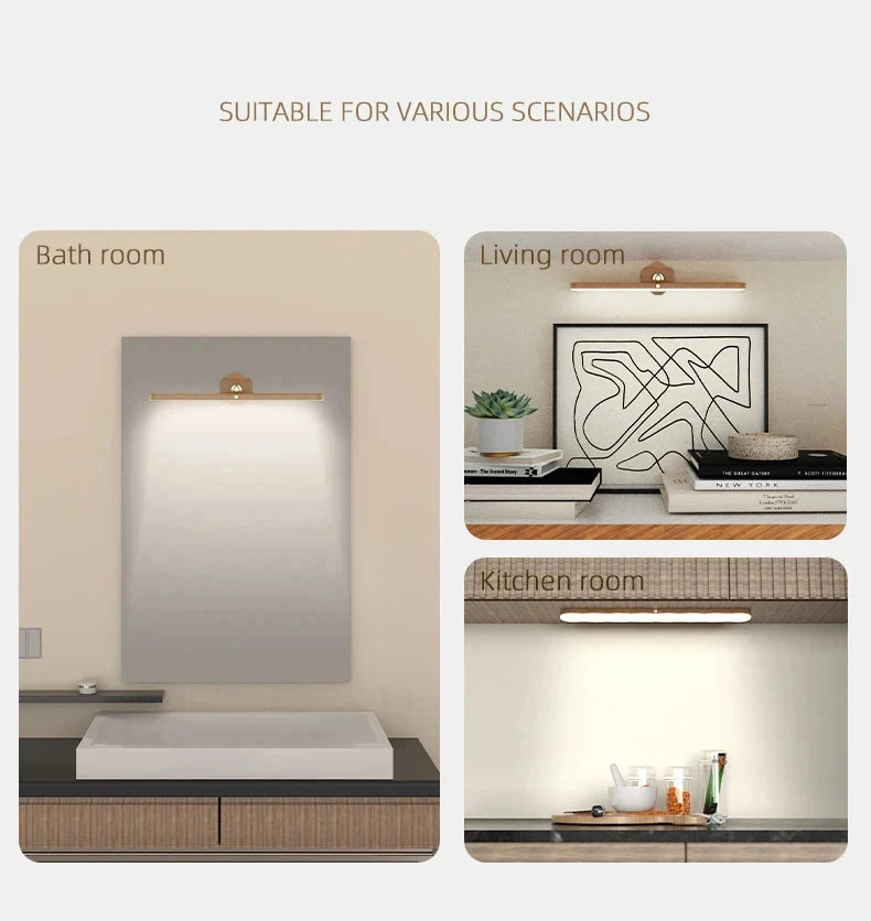 Portable Rechargeable Wooden Magnetic LED Wall Lamp