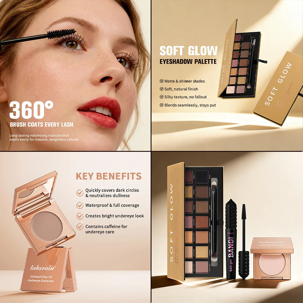 3-Piece Eye Makeup Set with Corrector, Eyeshadow and Mascara