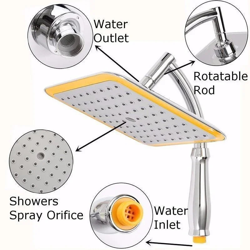 8-Inch Square Rainfall Shower Head with Extension Arm