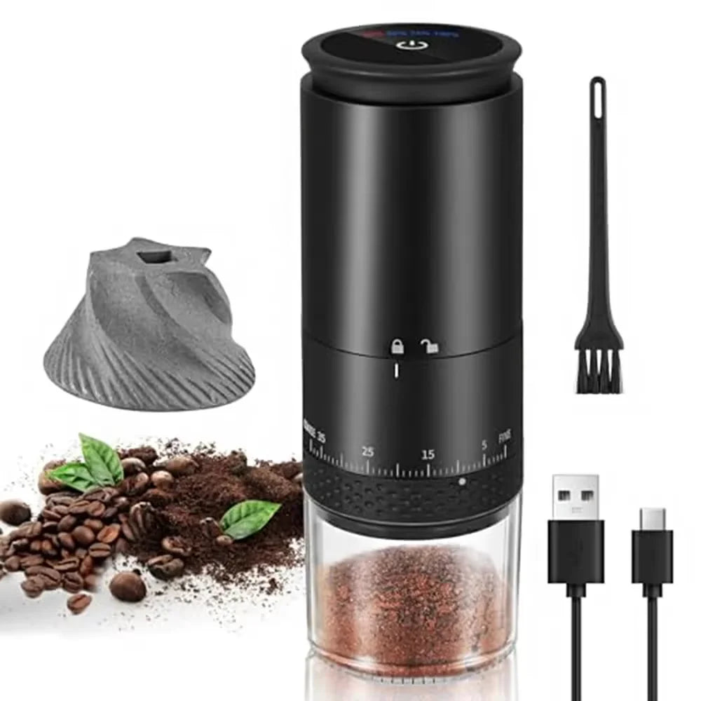 Portable Electric Coffee Burr Grinder with Adjustable Settings