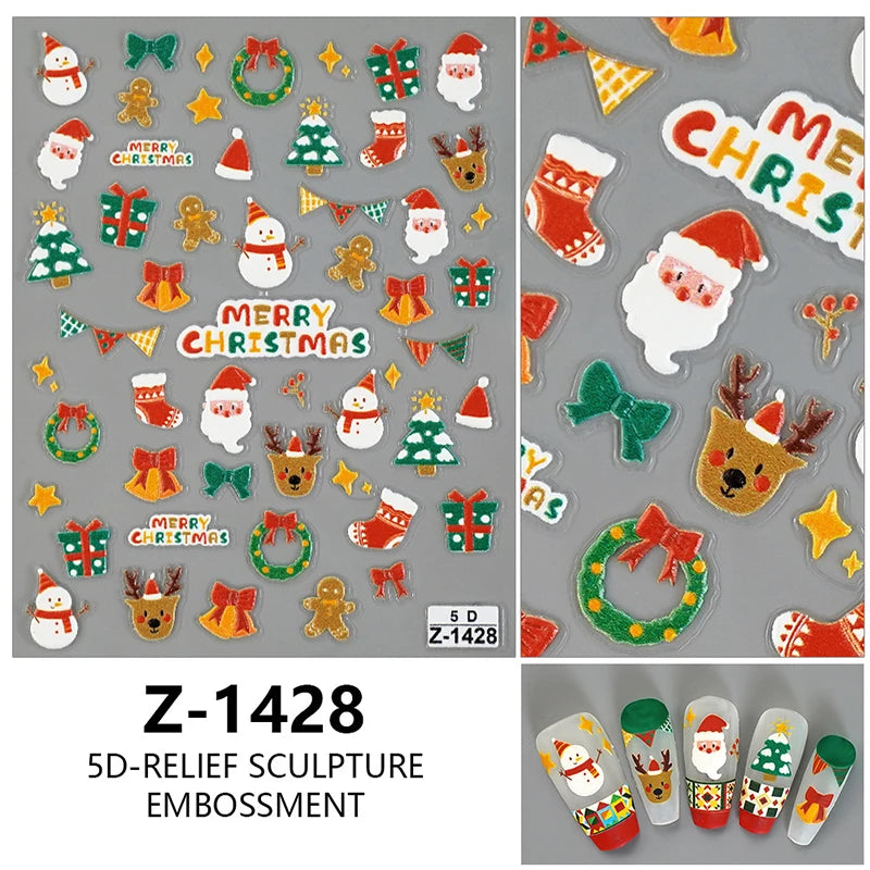 3D Christmas Cartoon Self-Adhesive Nail Art Decal Stickers