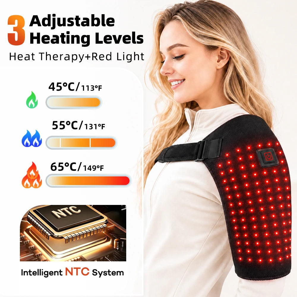 Red Light Heated Shoulder Massage Wrap for Pain Relief - 9