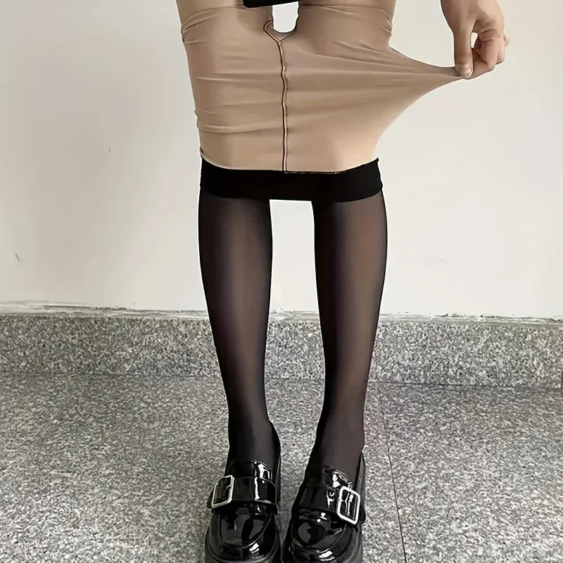 Translucent Fake Skin Thermal Tights for Women - 4