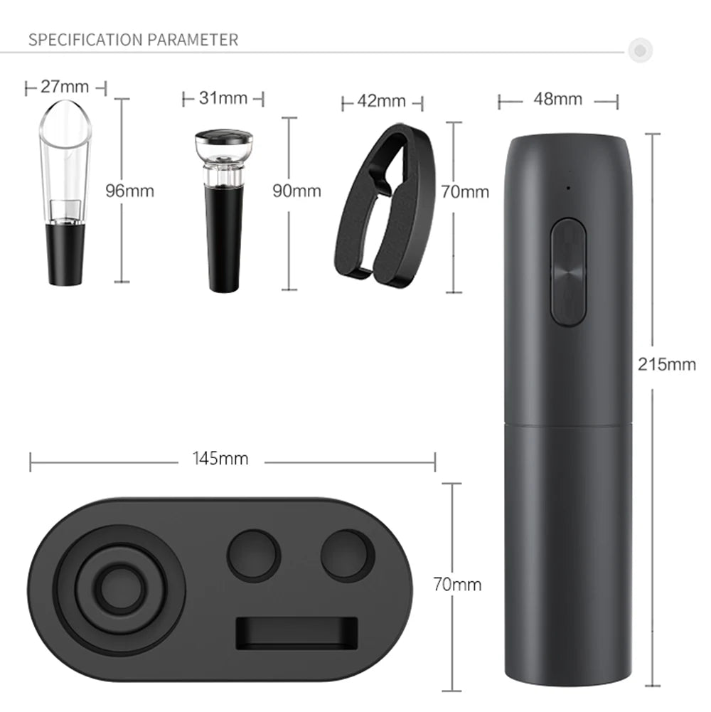 Automatic Rechargeable Electric Wine Bottle Opener Set - 9
