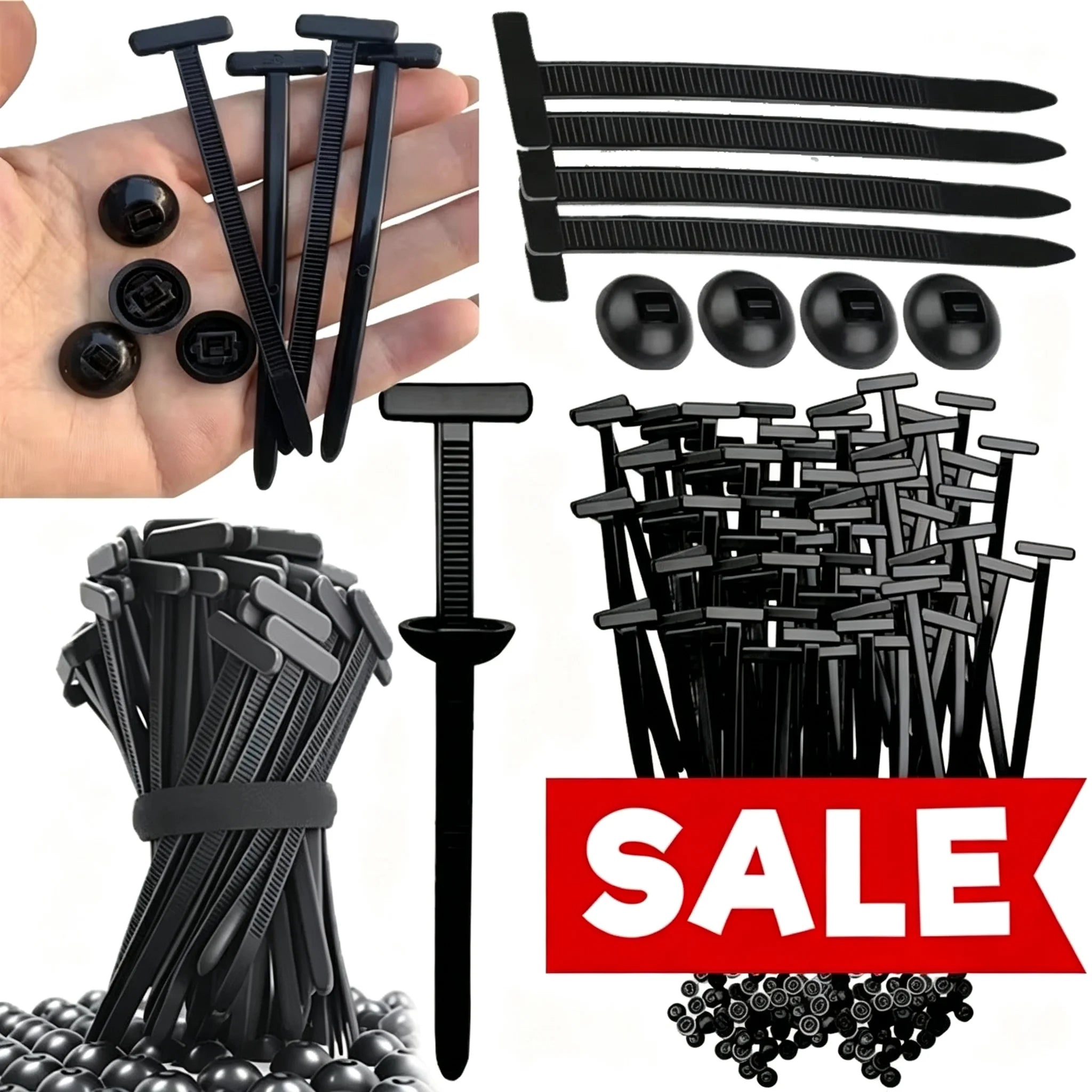 Heavy Duty Automotive Cable Tie Fasteners with Locking Clips - 1