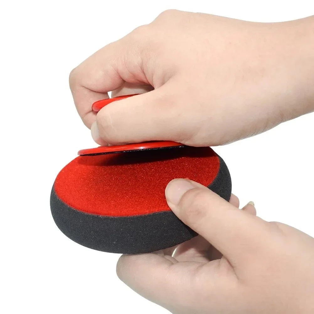 Round Car Waxing and Polishing Sponge Pad with Handle - 3