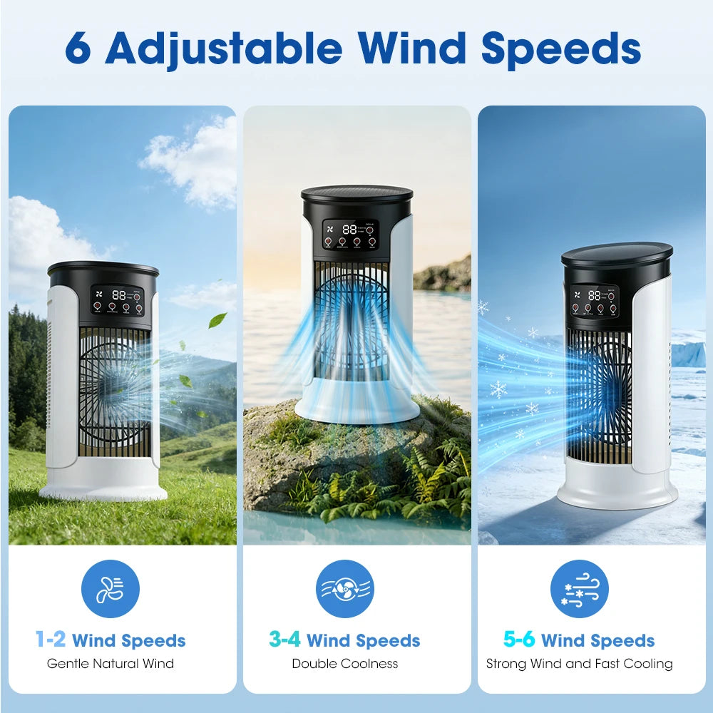 Portable Desktop Air Cooler and Humidifier with 6 Wind Speeds - 2