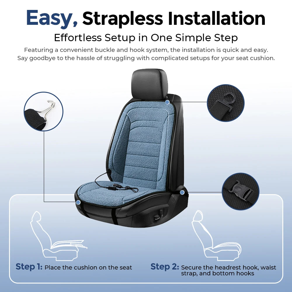Heated Lambswool Car Seat Cushion for Winter Driving