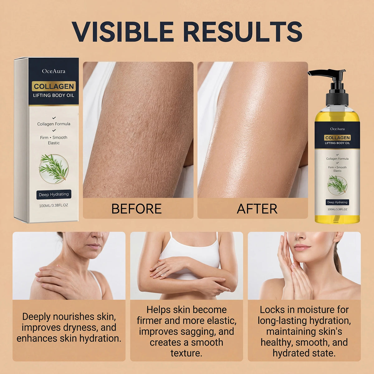Collagen Lifting Body Oil for Skin Firming and Hydration