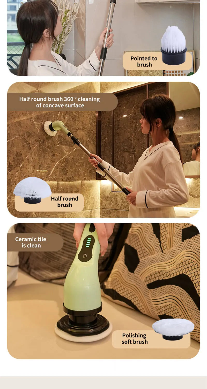 9-in-1 Electric Cordless Spin Scrubber for Deep Home Cleaning - 14