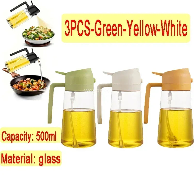 2-in-1 Glass Oil Dispenser and Kitchen Spray Bottle
