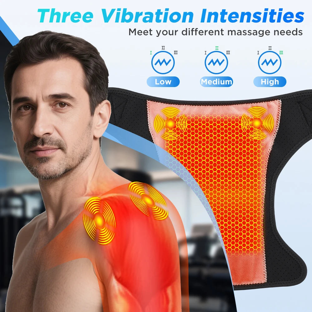 Wireless Heated Shoulder Massager with Vibration and App Control