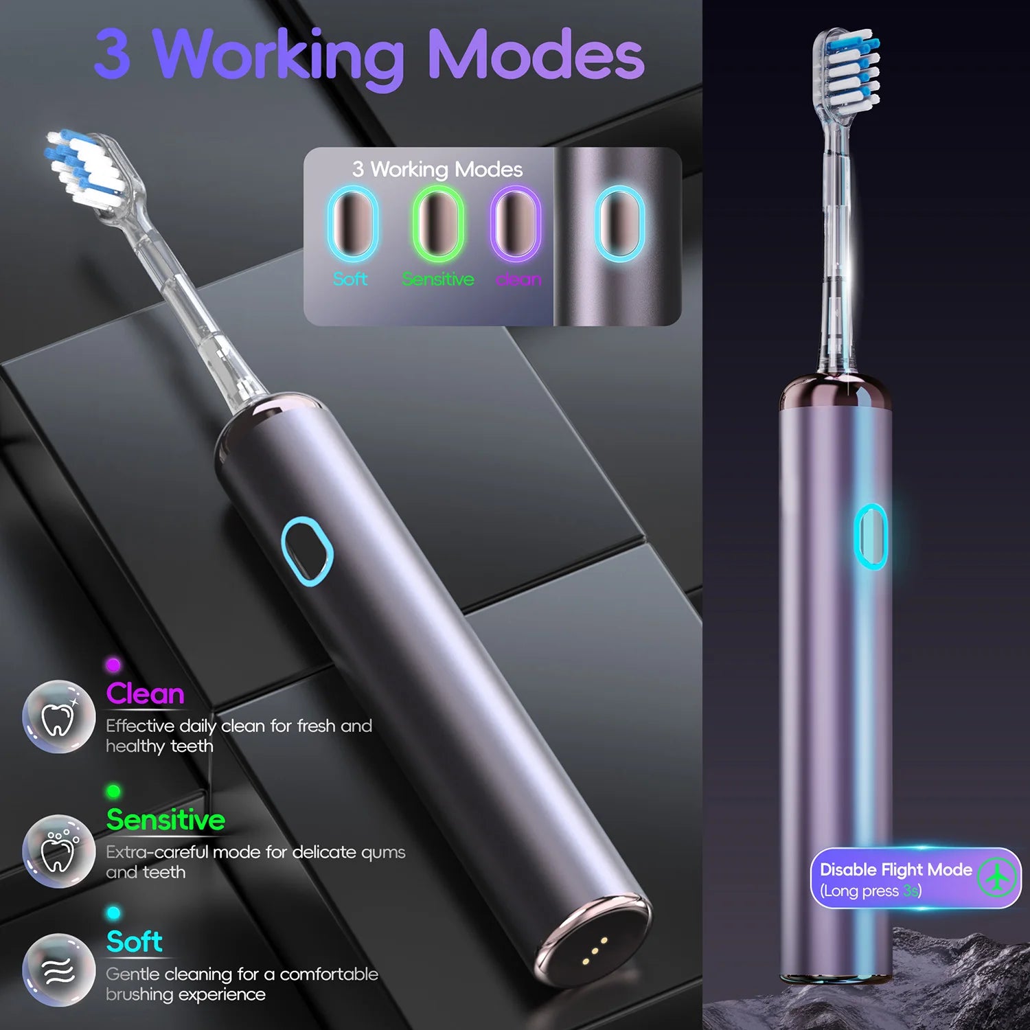 Portable Sonic Toothbrush and Water Flosser Oral Care Set - 5
