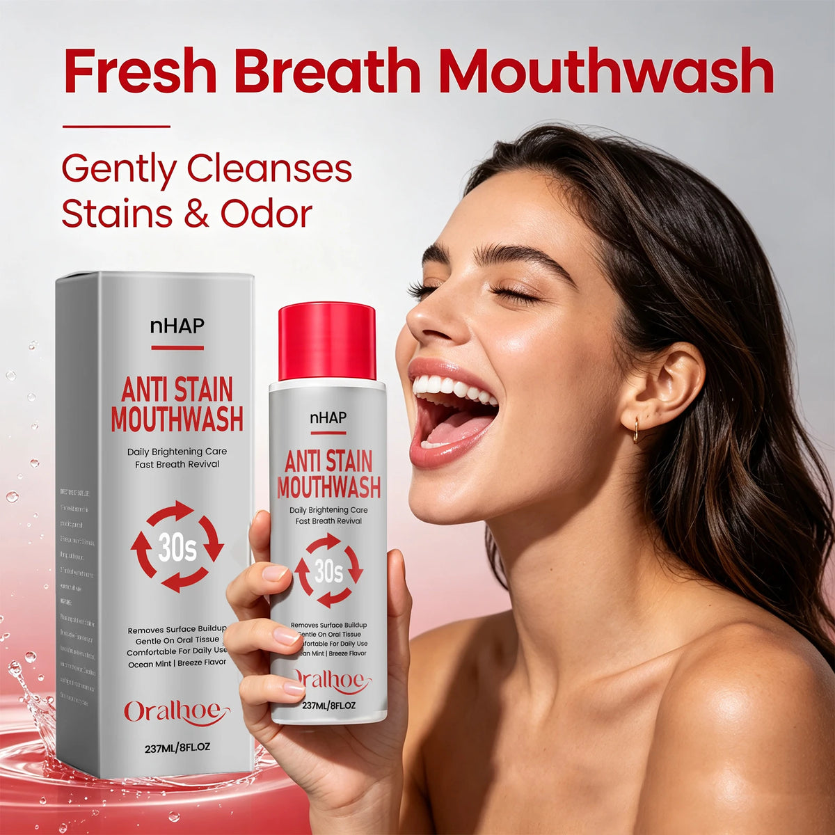 Anti-Stain Teeth Whitening Mouthwash for Fresh Breath