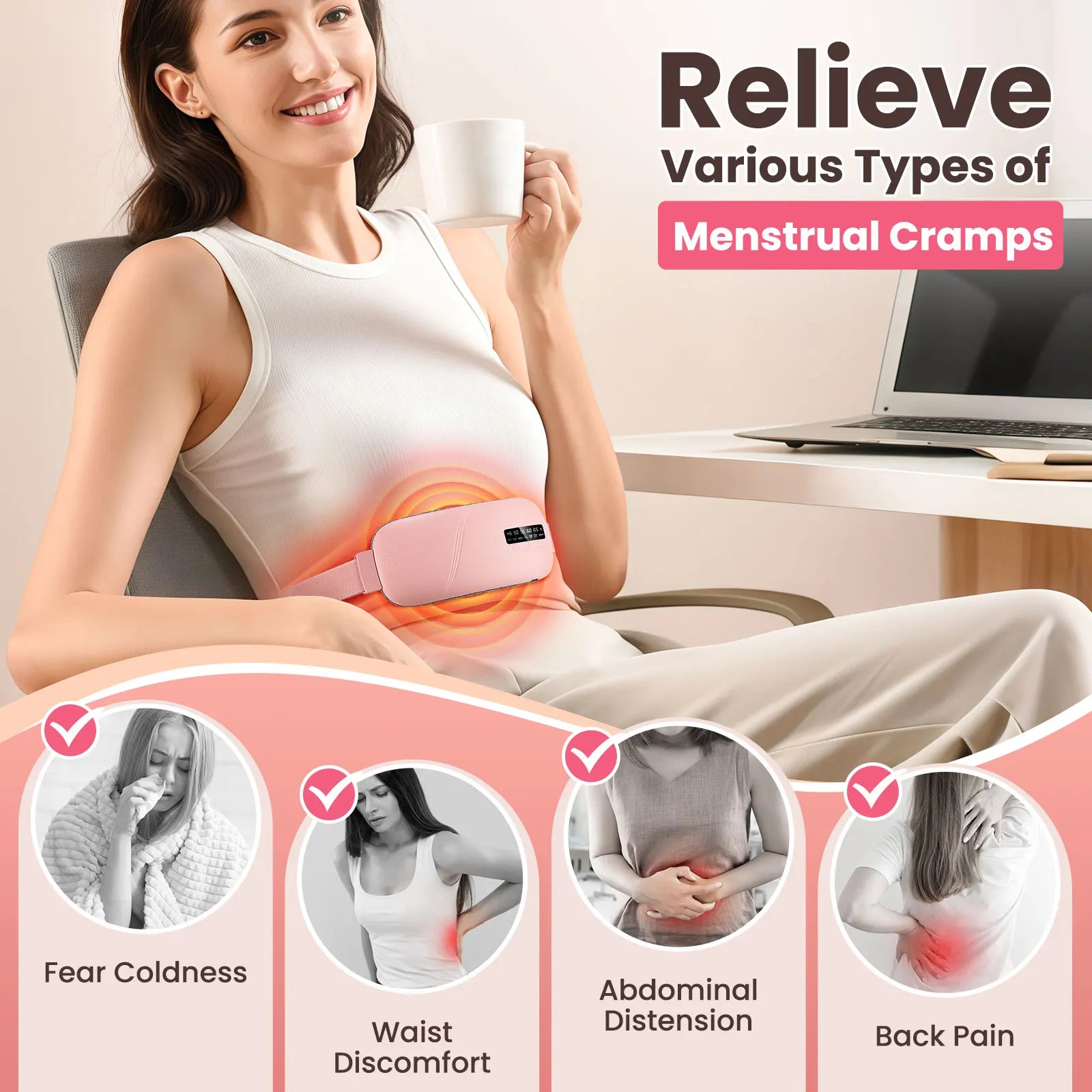 Cordless Menstrual Heating Pad with Vibration Massage - 17