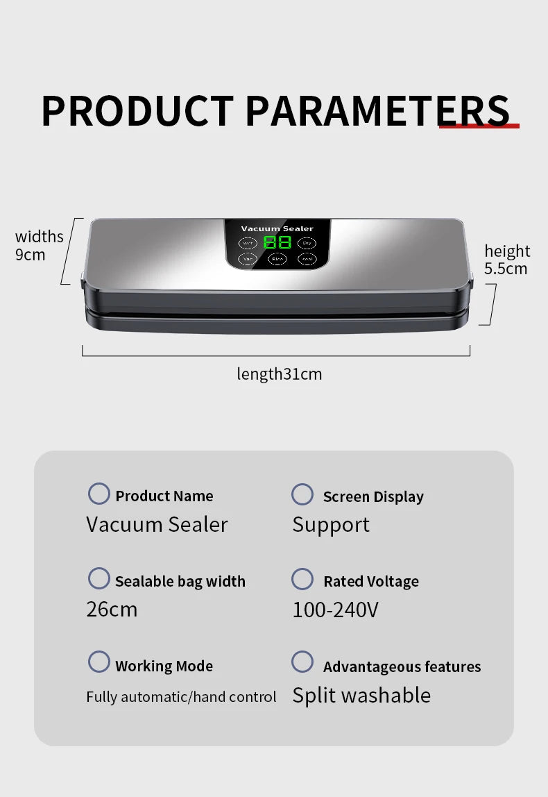 Automatic Food Vacuum Sealer Machine with Touch Display