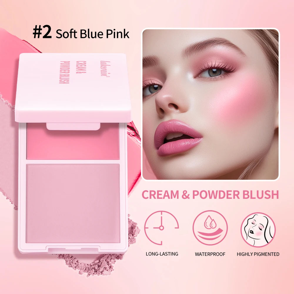 2-in-1 Cream and Powder Blush Palette for Radiant Glow