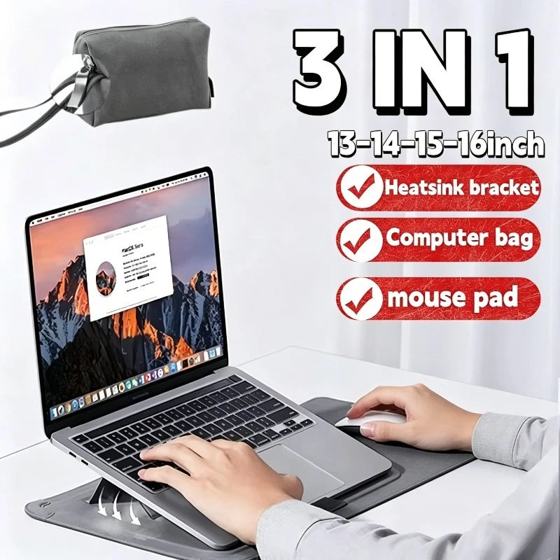 3-in-1 Foldable Laptop Sleeve with Stand and Mouse Pad