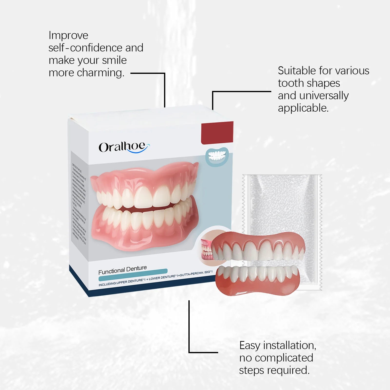 Temporary Silicone Denture Kit for Smile Restoration - 16