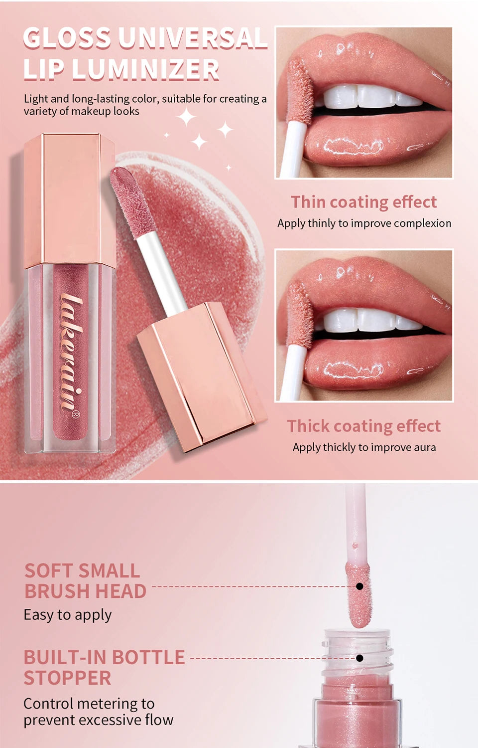 Moisturizing Liquid Glitter Lip Gloss for Plump Lips - 9