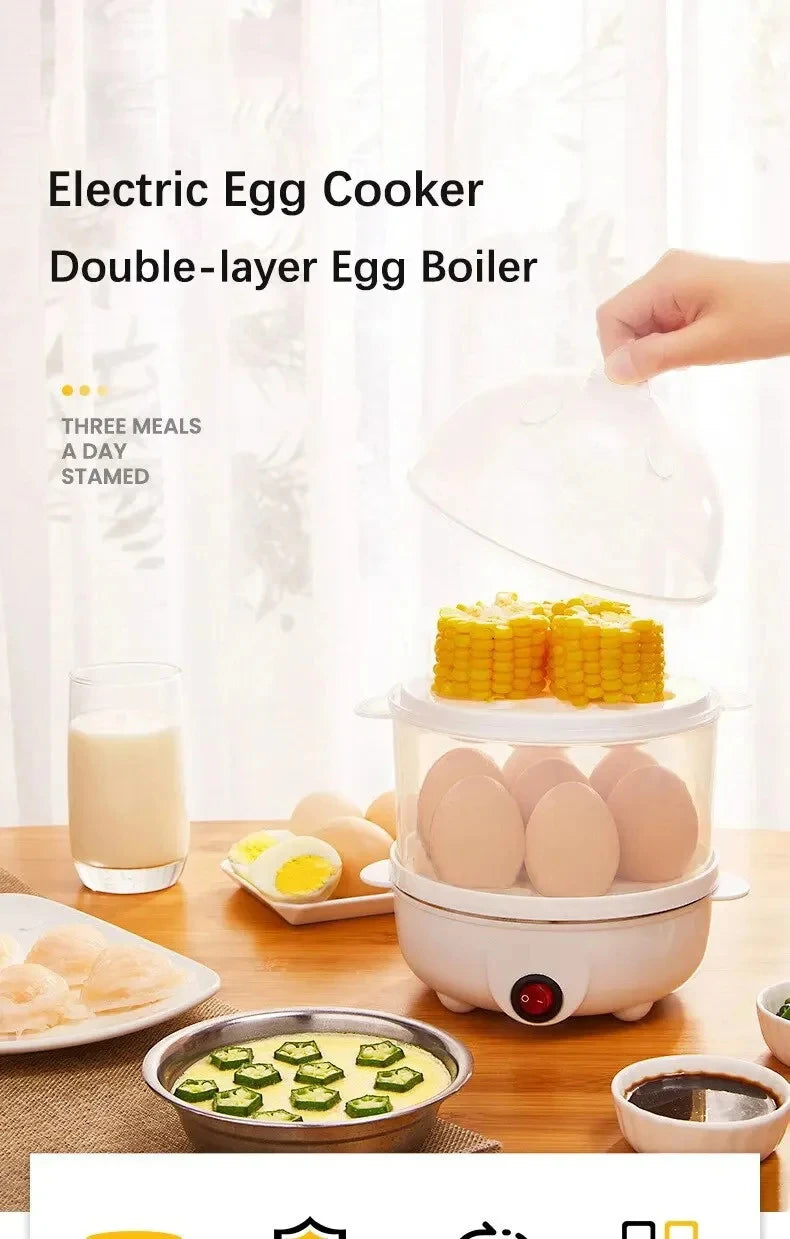 Double Layer Electric Egg Steamer and Food Cooker - 6