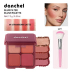 4-Color Matte Pigmented Blush Palette with Makeup Brush