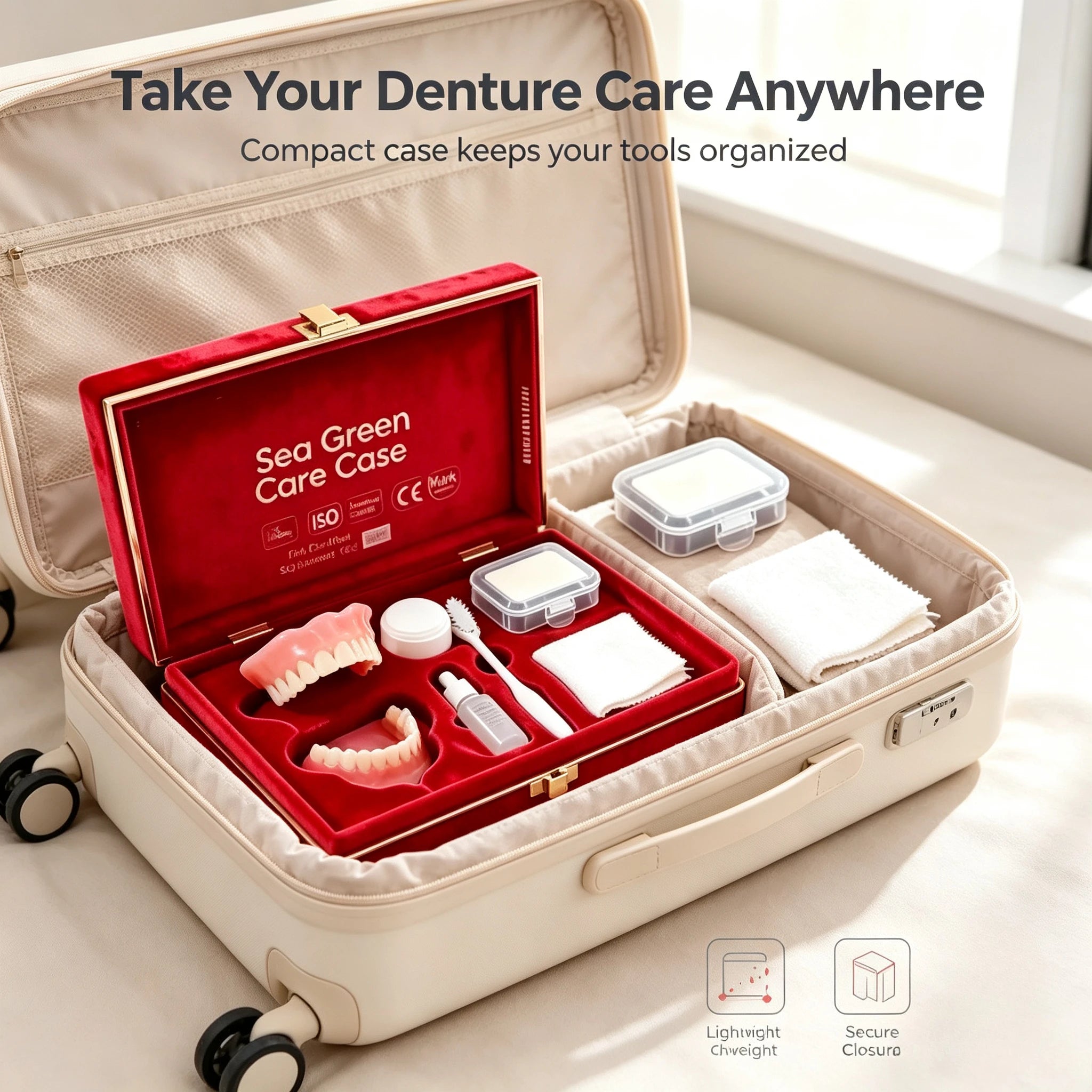 Complete Denture Care Set with Storage Case and Cleaning Tools - 1