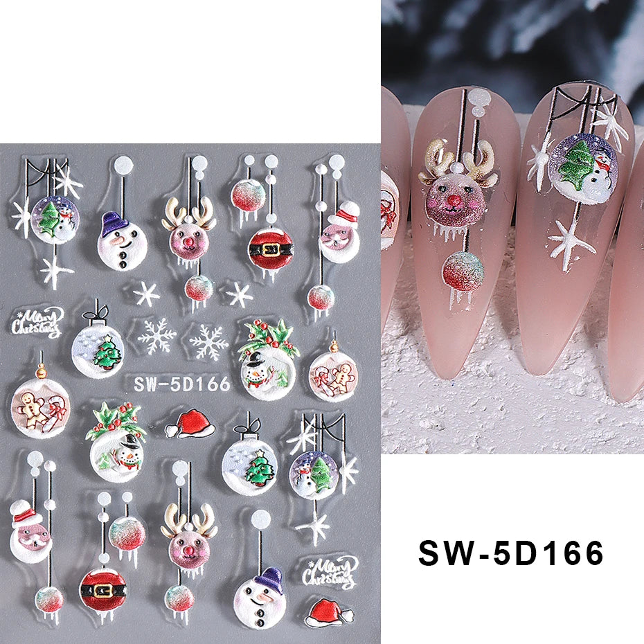 3D Christmas Cartoon Self-Adhesive Nail Art Decal Stickers