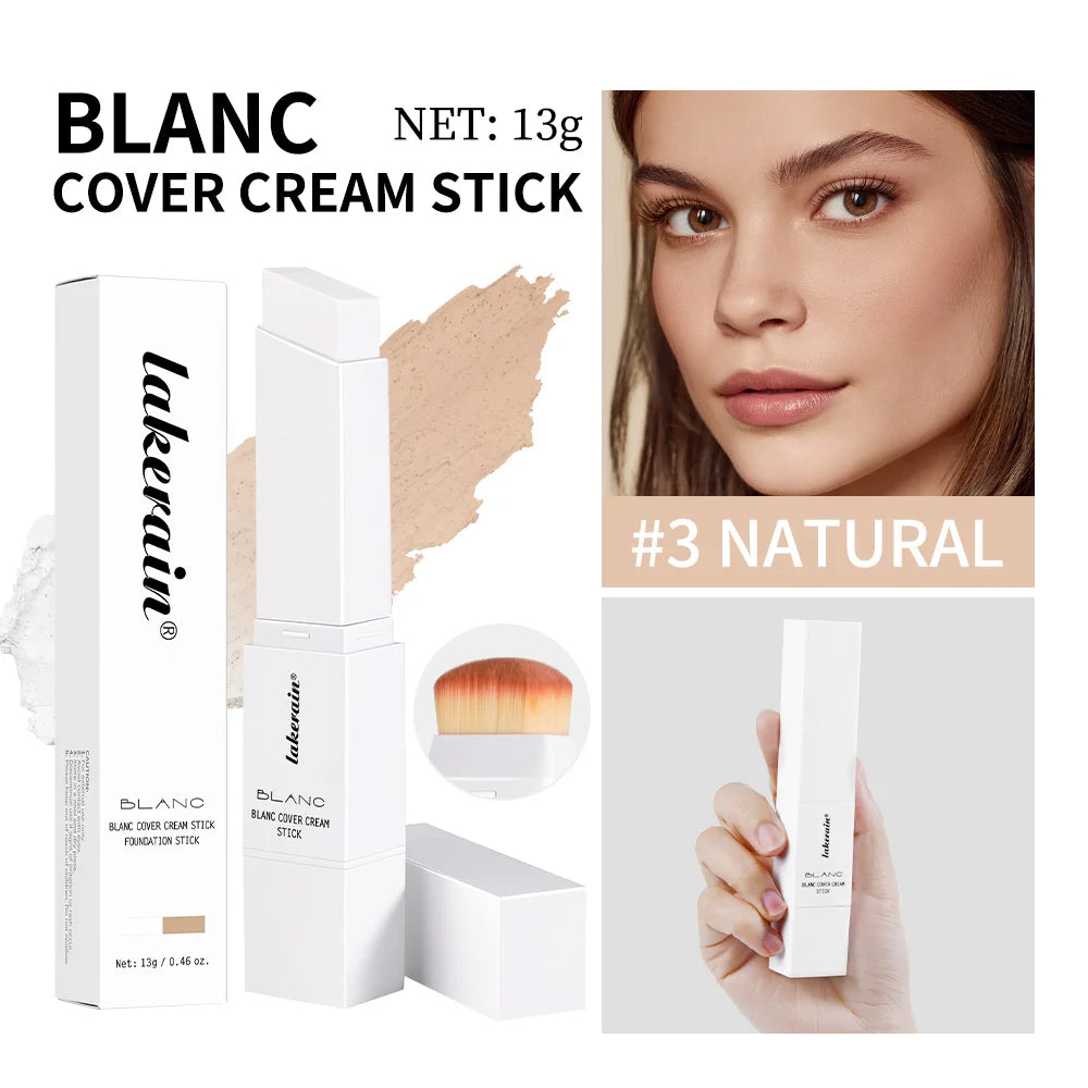 Full Coverage Cream Foundation Stick with Built-in Blending Brush