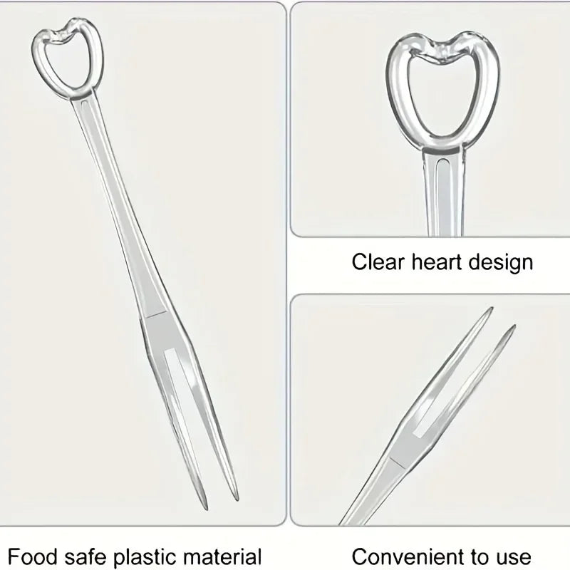 Heart-Shaped Disposable Appetizer Forks for Parties - 3